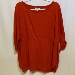 Max Studio Orange 3/4 Sleeve Relaxed Blouse